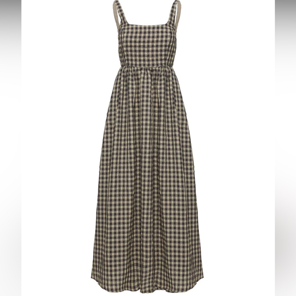 CARTMEL CHECK MAXI DRESS BLACK / CREAM Princess Polly Size 6 US